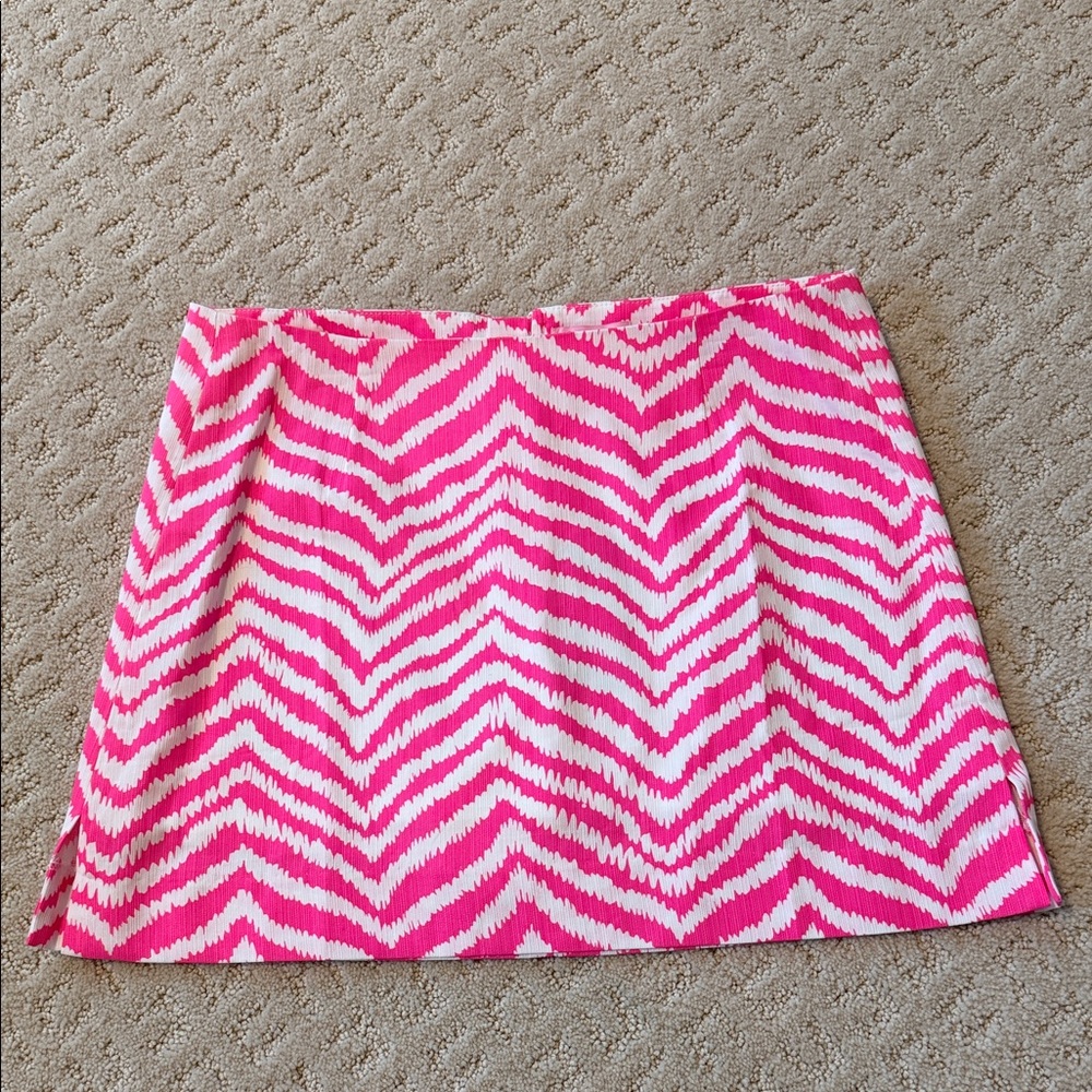 Lilly Pulitzer Pink and White Chevron Mini Skirt